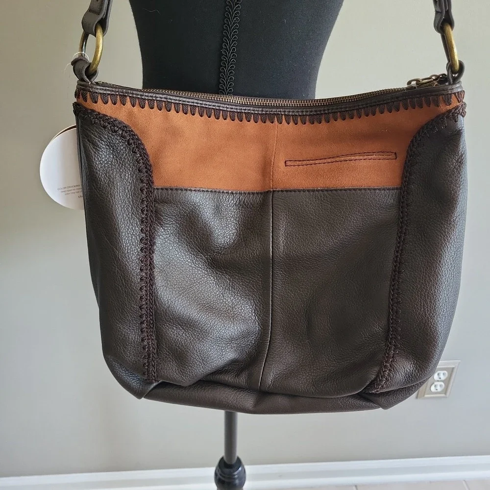 The Sak Iris Fair Isle Leather Hobo Shoulder Bag Brown Knit  NWT MSRP‎ $129